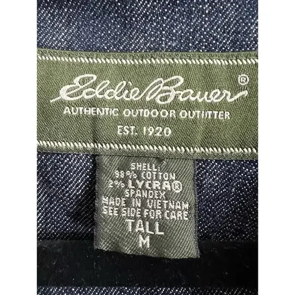 EDDIE BAUER Women's Y2K-Style Dark Denim Fitted Stretch Jean Jacket Sz M Tall - Picture 9 of 12